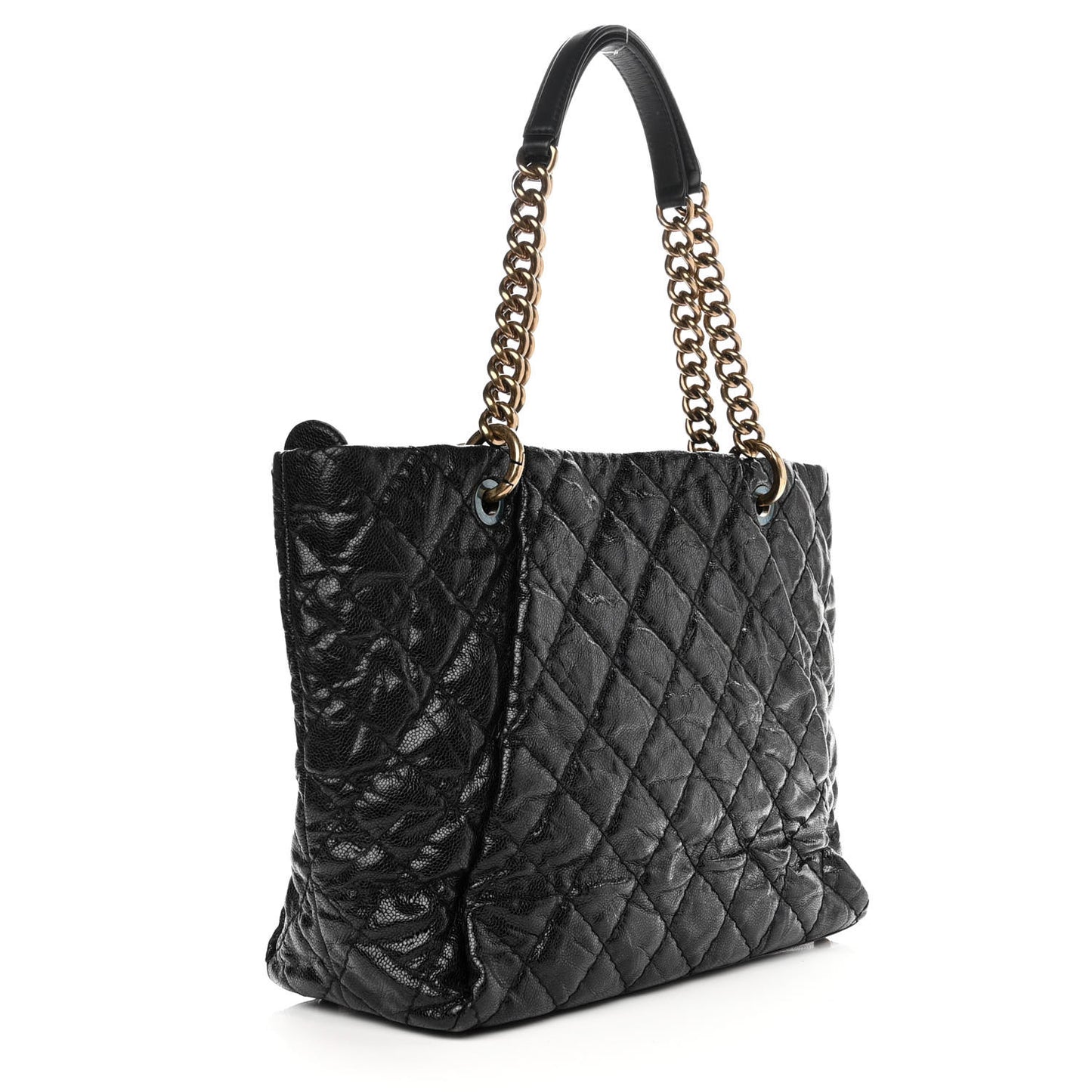 Glazed Caviar Coco Pleats Tote Black