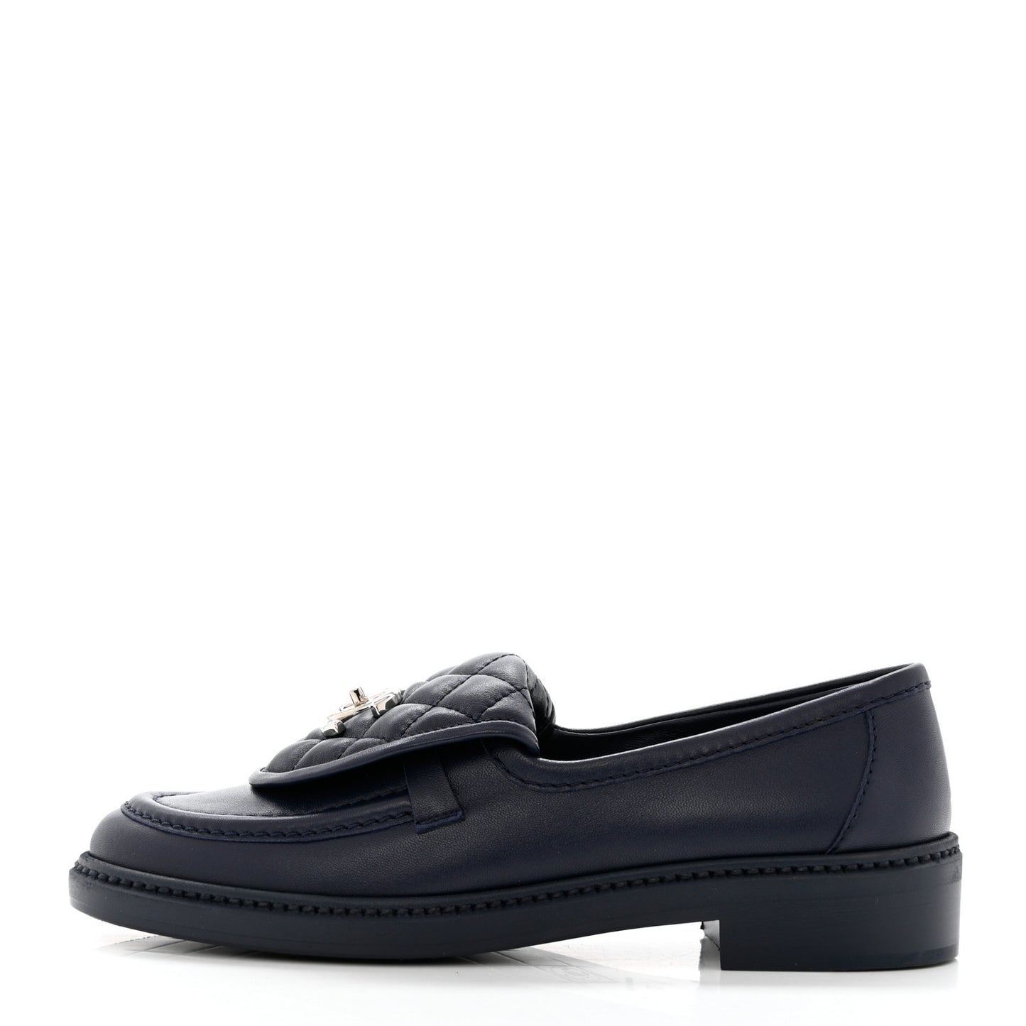 Lambskin Quilted CC Turnlock Loafers 37 Navy