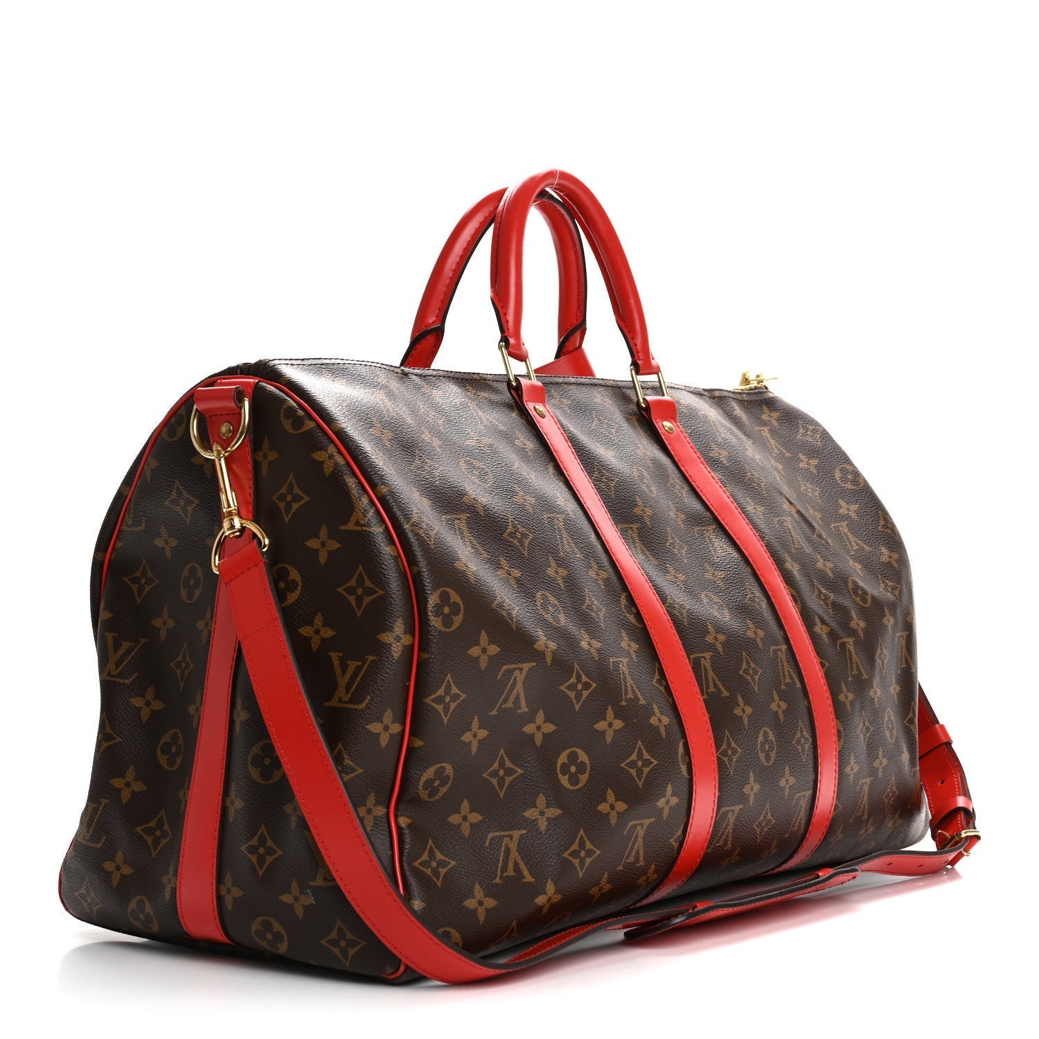 Louis Vuitton Calfskin Monogram Keepall Bandouliere 50 Coquelicot 2 of 7
