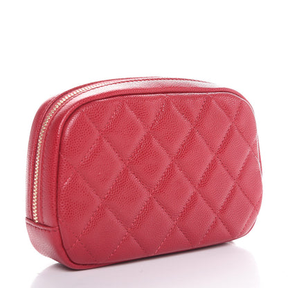 Chanel Caviar Quilted Small Curvy Pouch Cosmetic Case Dark Pink 3 of 8