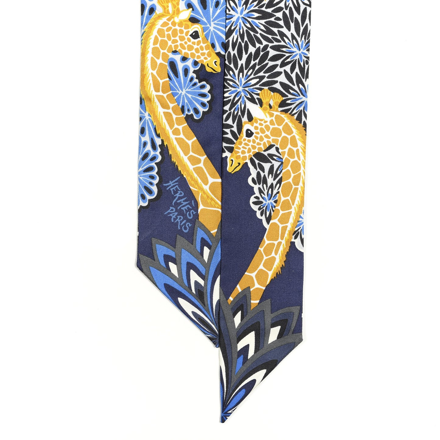 Silk The Three Graces Twilly Bleu Nuit Gold Black