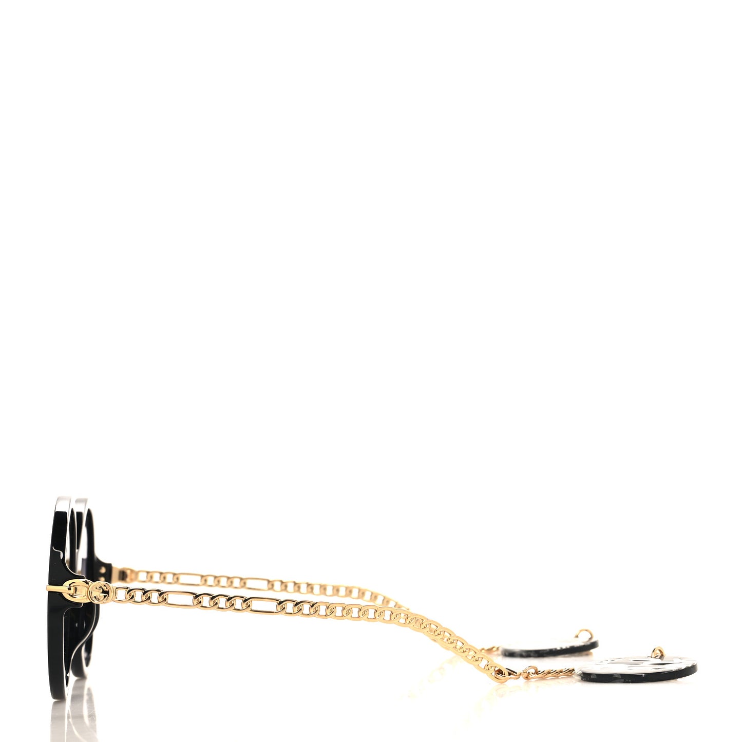 Acetate Detachable Charm Oversized Frame Round Sunglasses GG0726S Black