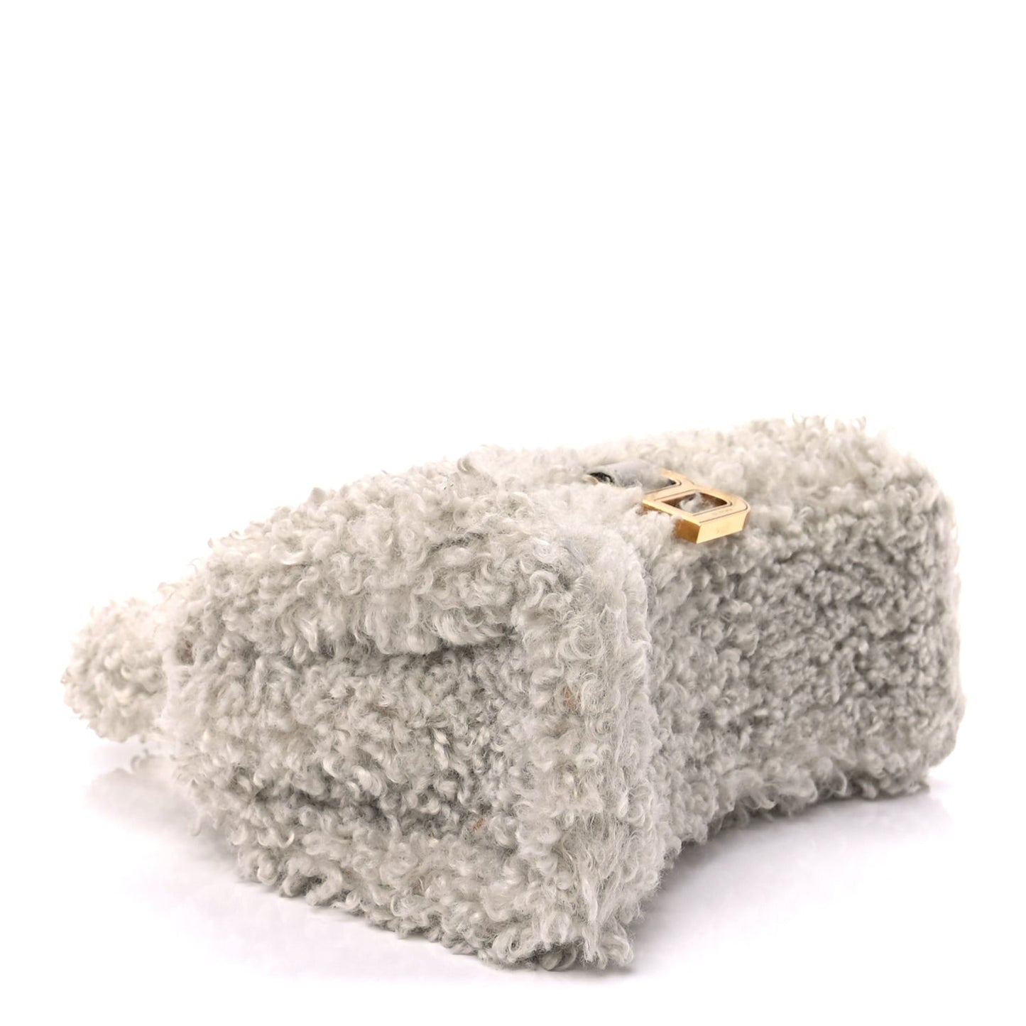 Faux Fur Fluffy Hourglass XS Top Handle Bag Natural