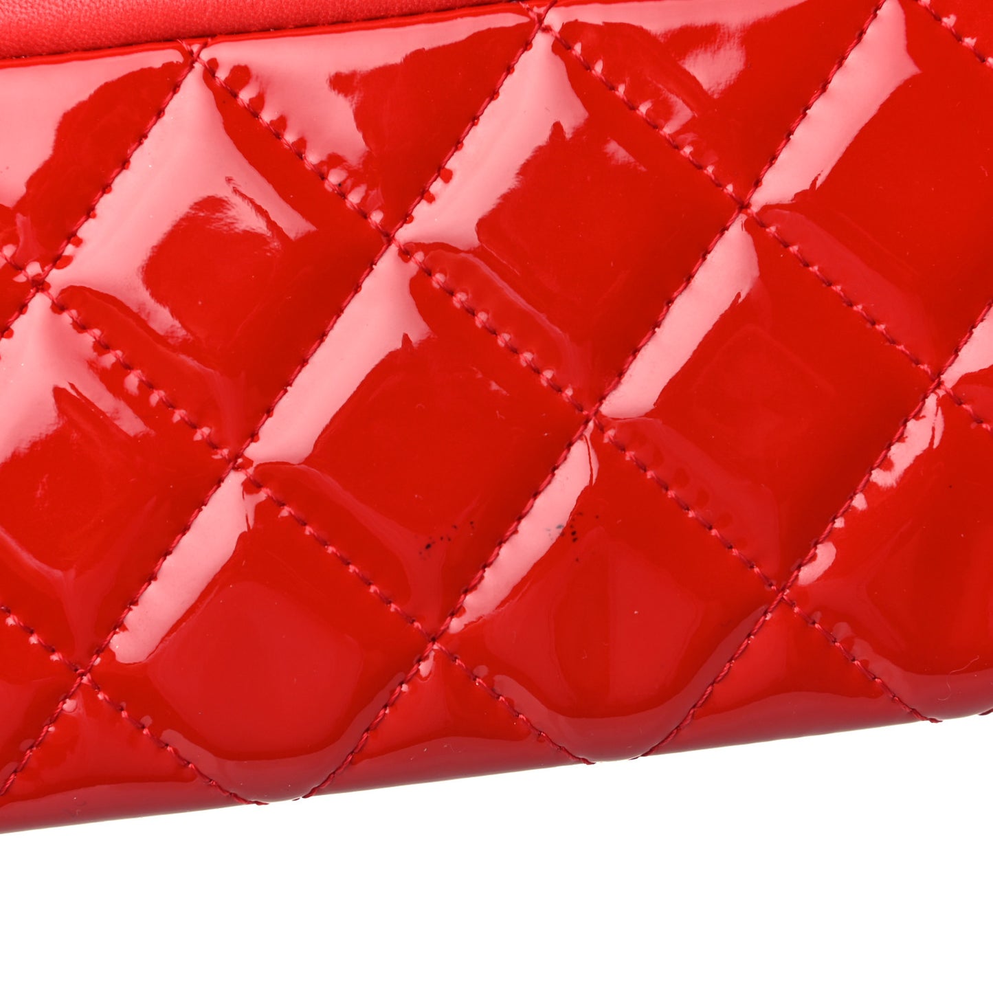 Calfskin Patent Quilted Medium Cosmetic Case Red