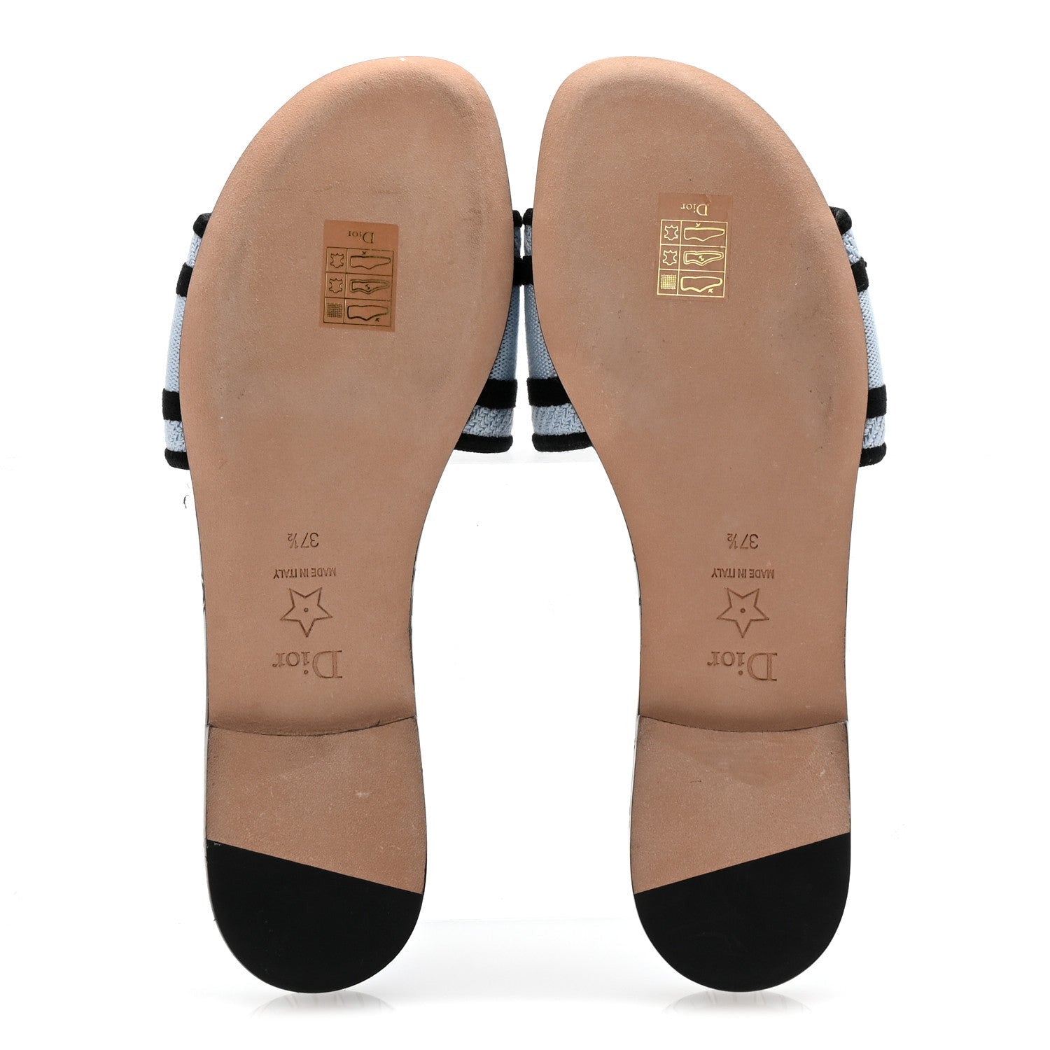 Christian Dior Canvas Miss Dior Embroidered Dway Flat Slide Sandals 37.5 Azure Pale 6 of 7