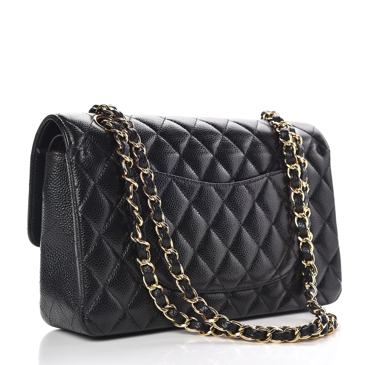 Caviar Quilted Medium Double Flap Black