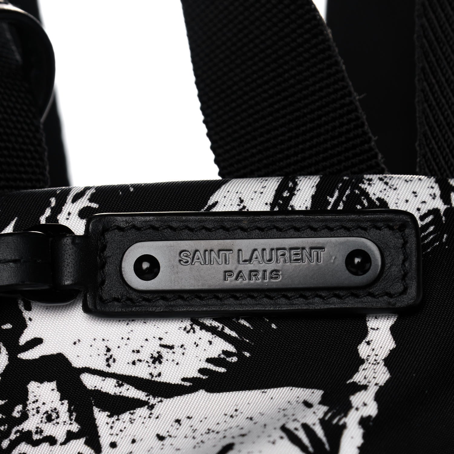 Saint Laurent Canvas Palm Tree City Backpack Black White 7 of 13