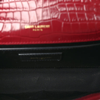 Saint Laurent Calfskin Crocodile Embossed Small Classic Monogram Kate Tassel Satchel Amaretto 4 of 8