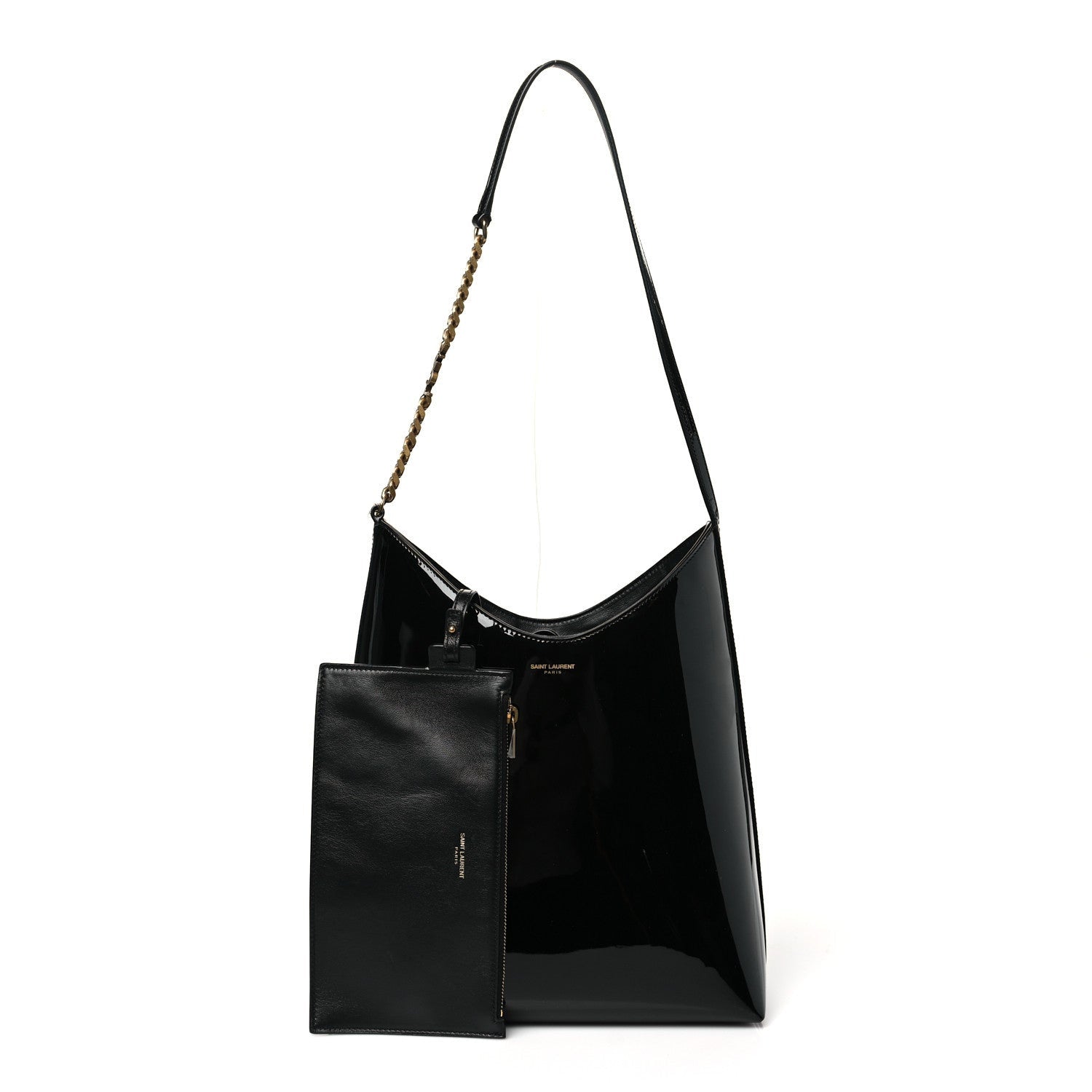 Saint Laurent Patent Calfskin Rendez-Vous Hobo Black 3 of 7