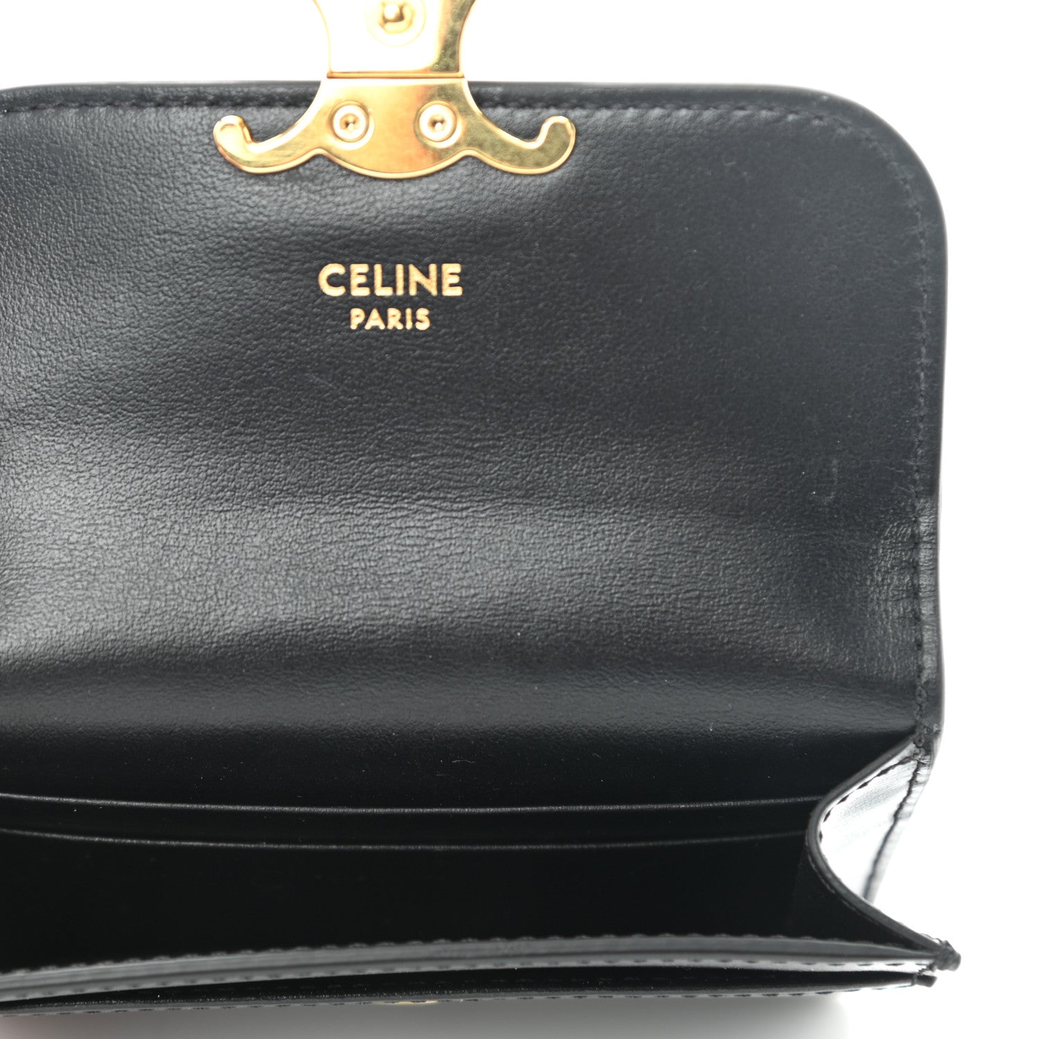 Celine Shiny Calfskin Triomphe Card Holder Black 5 of 7