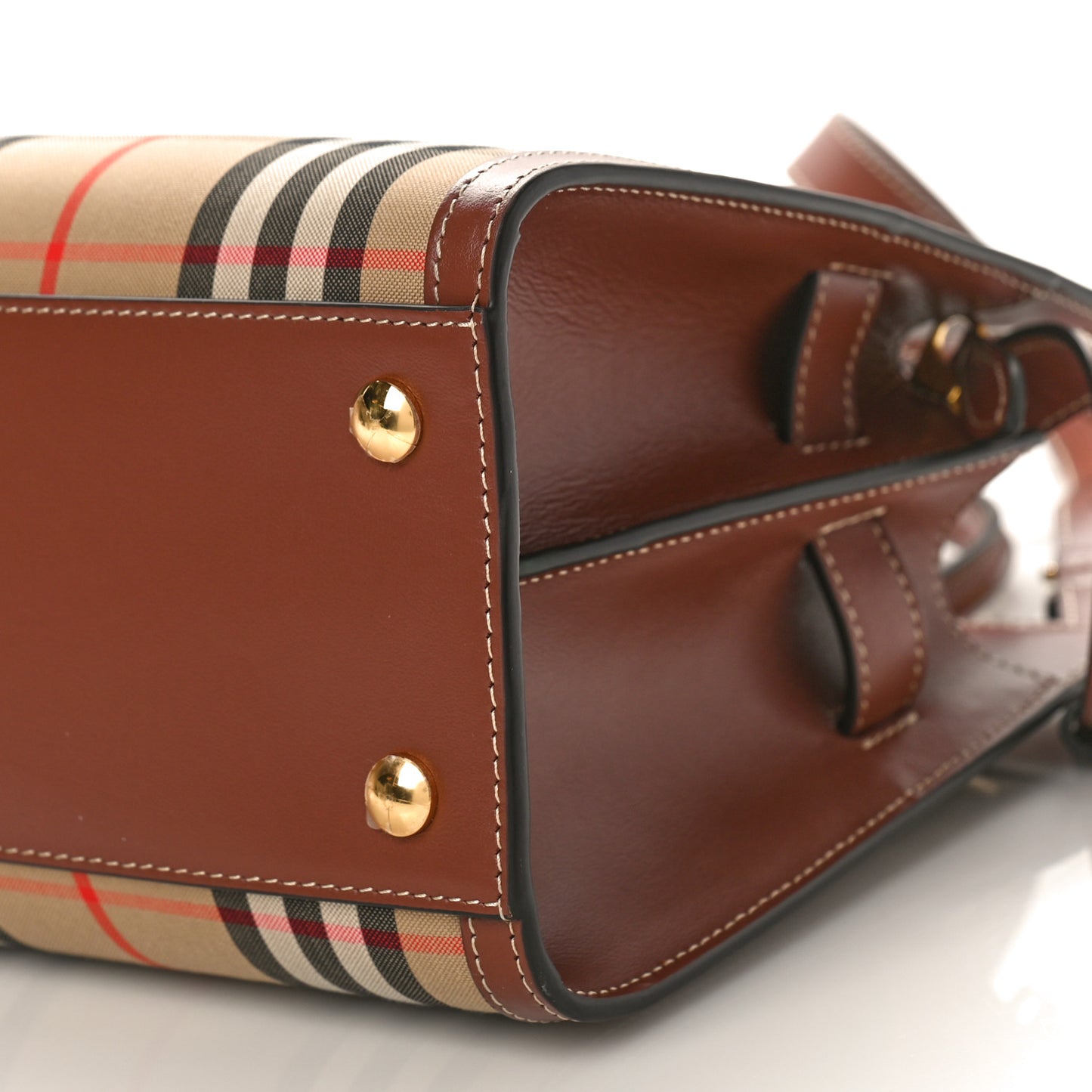 Calfskin Vintage Check Mini Two Handle Title Bag Archive Beige