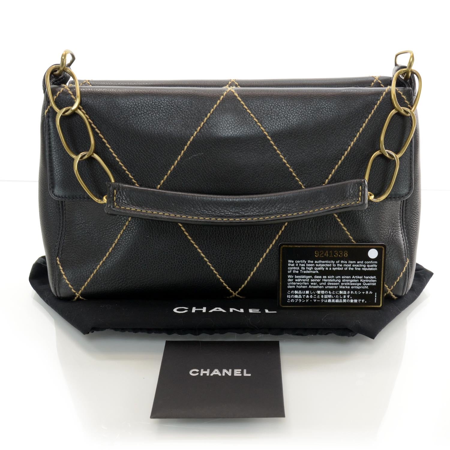 Chanel Diamond Stitch Surpique Bag Black 3 of 8