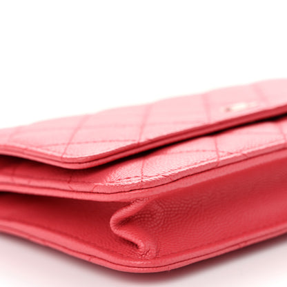 Chanel Caviar Quilted Wallet on Chain WOC Coral 10 of 13