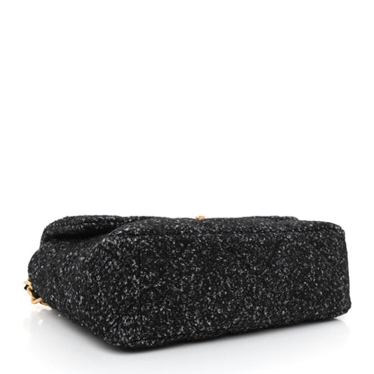 Chanel Tweed Quilted Large Chanel 19 Flap Black Grey 4 of 11