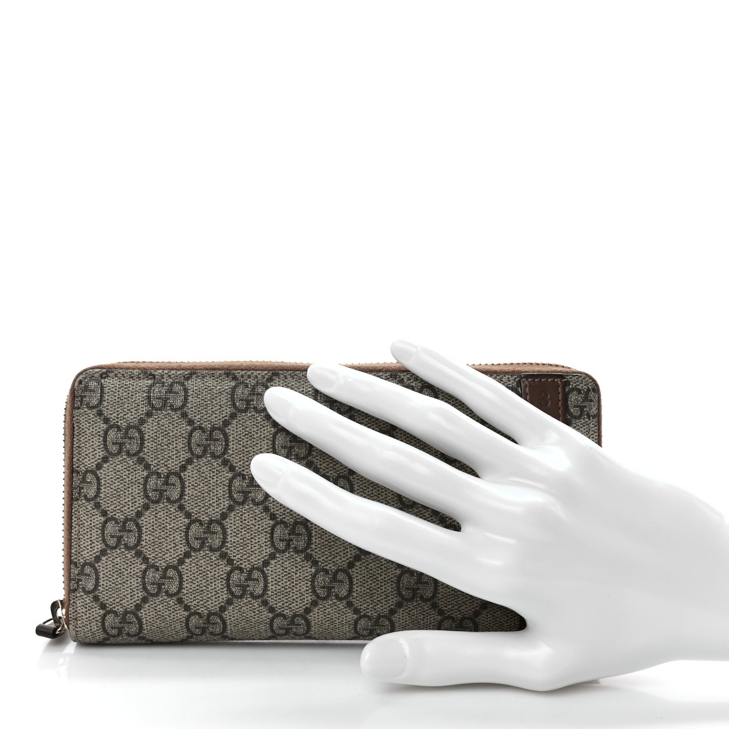 GG Supreme Monogram Nice Zip Around Wallet Maple Brown