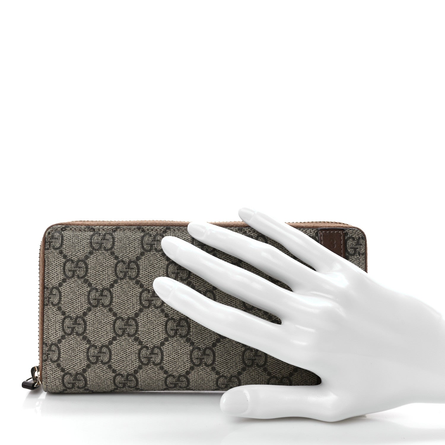 Gucci GG Supreme Monogram Nice Zip Around Wallet Maple Brown 2 of 8