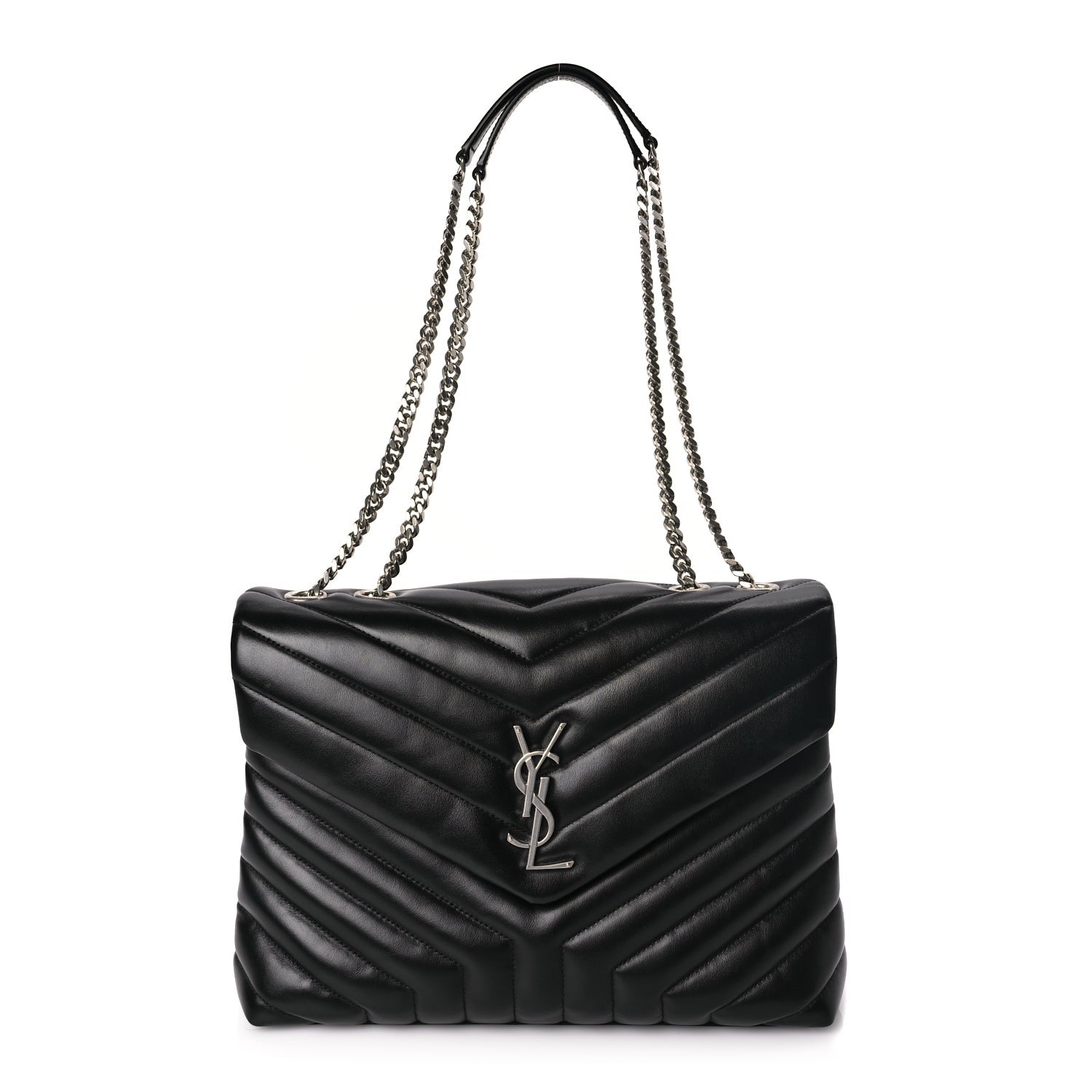 Saint Laurent Calfskin Y Quilted Monogram Medium Loulou Chain Satchel Black 1 of 8