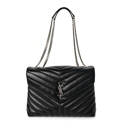 Saint Laurent Calfskin Y Quilted Monogram Medium Loulou Chain Satchel Black 1 of 8