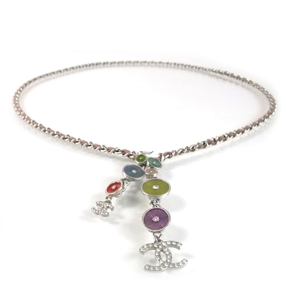 Leather Silver Chain Link Belt Multicolor