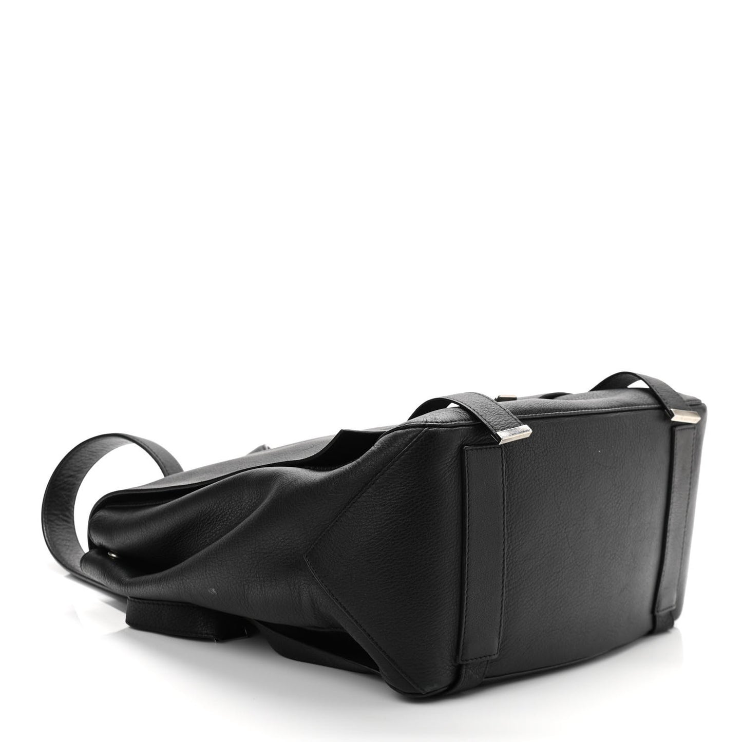 Pebbled Calfskin Large PS Courier Backpack Black