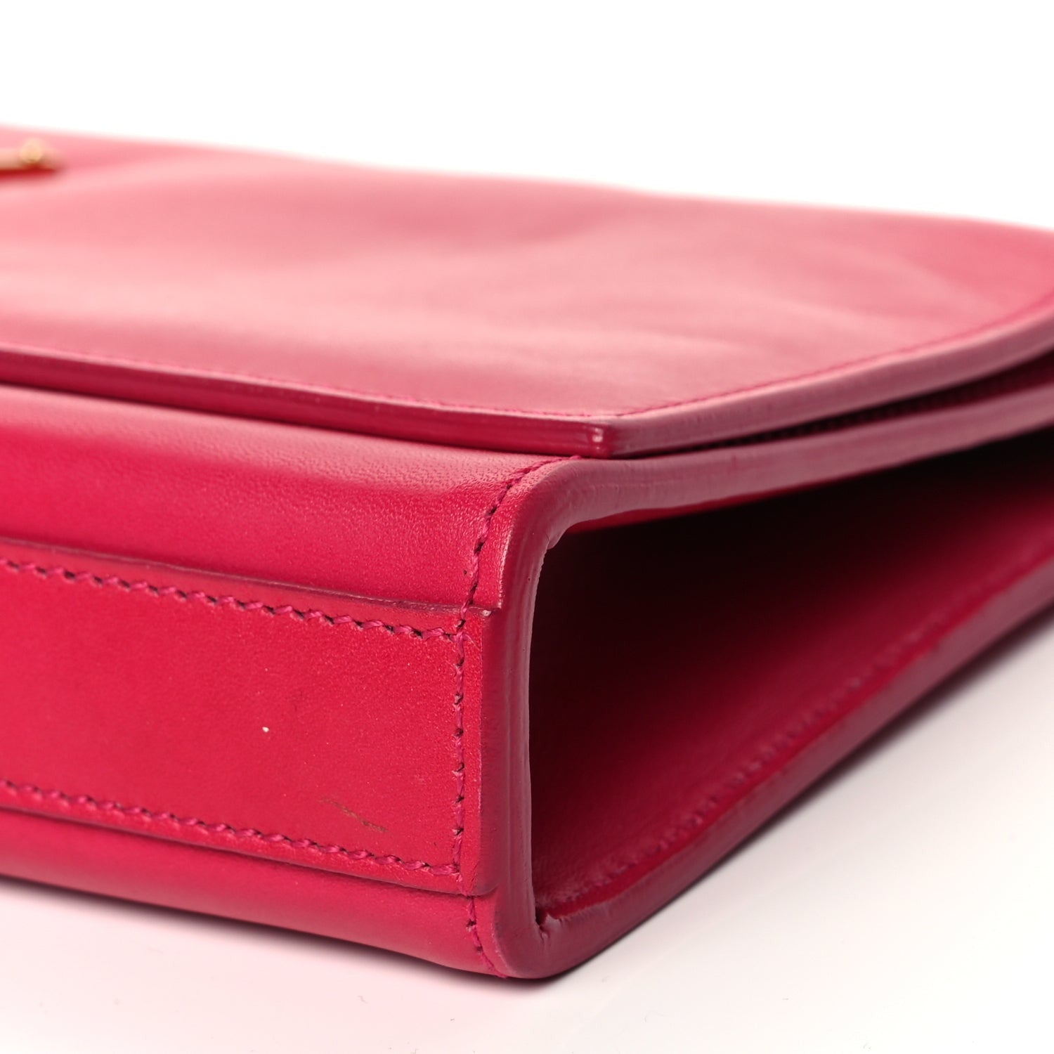 Saint Laurent Smooth Calfskin Classic Monogram Cassandre Clutch Lipstick Fuchsia 10 of 12