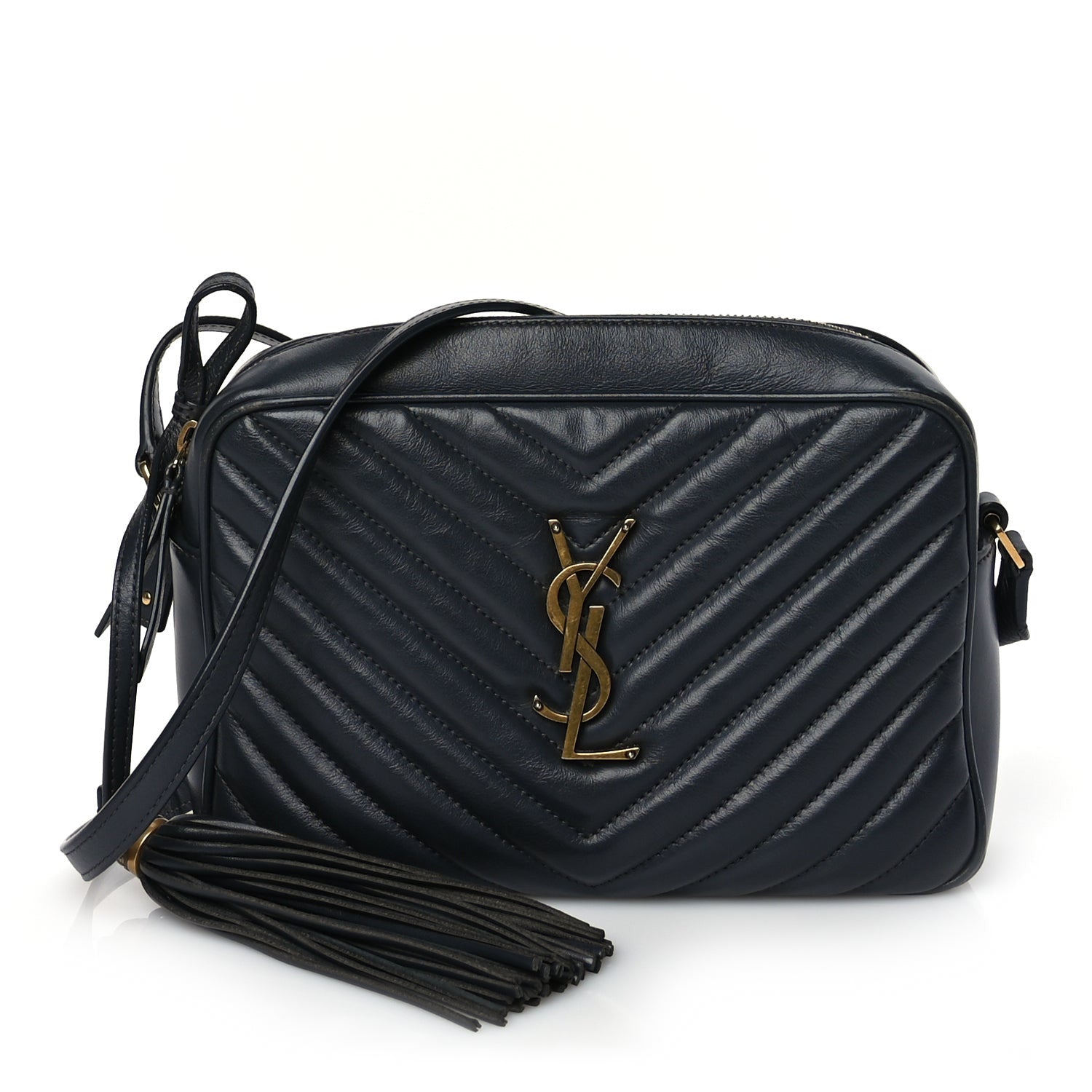 Saint Laurent Calfskin Matelasse Monogram Lou Camera Bag  Navy 1 of 8