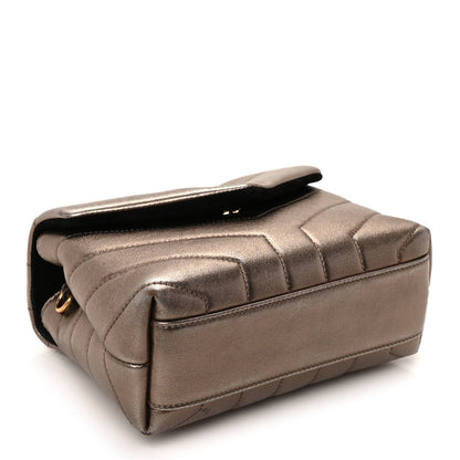Saint Laurent Metallic Calfskin Y Quilted Monogram Toy Loulou Crossbody Bag Piombo 3 of 8