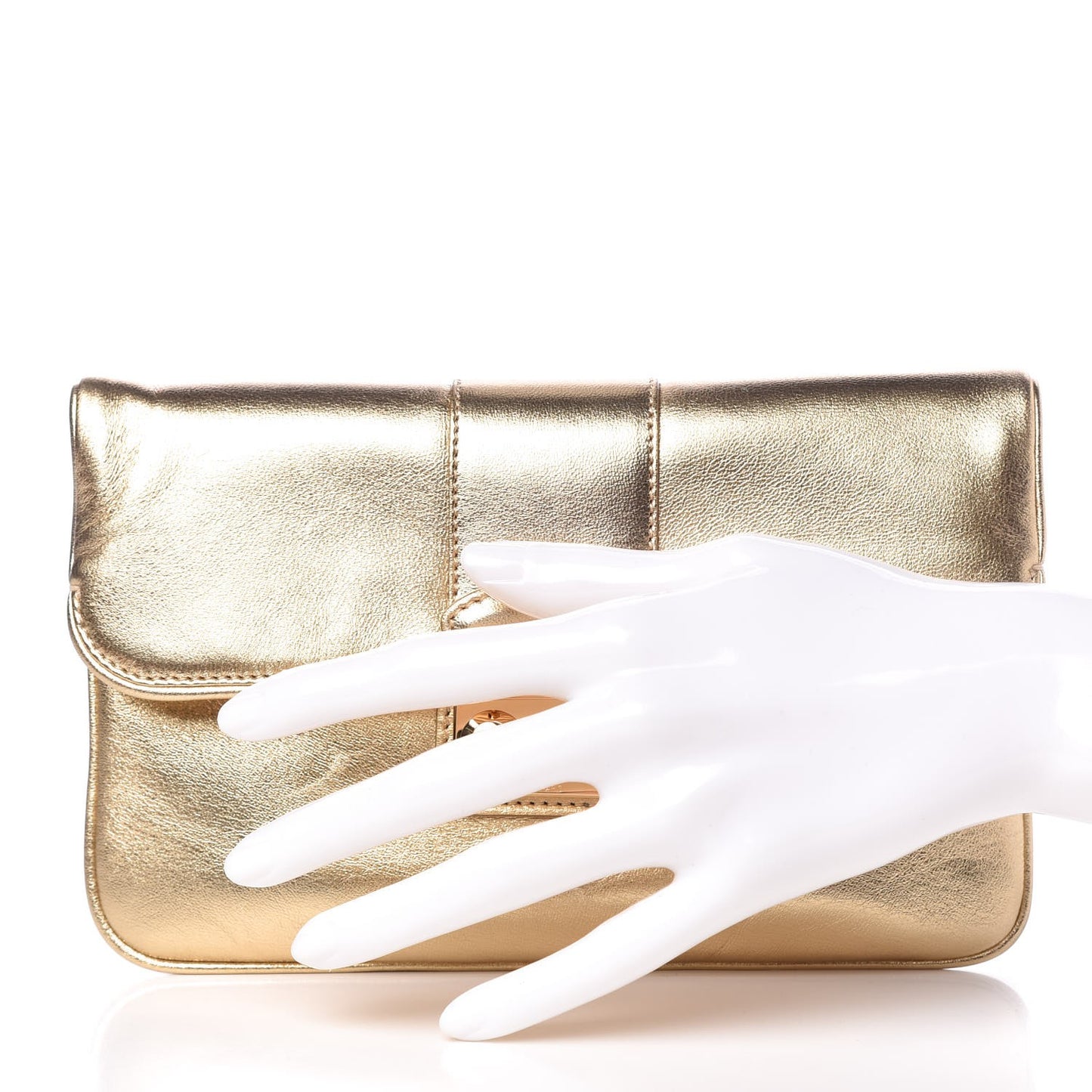 Metallic Lambskin SC Slim Clutch Gold