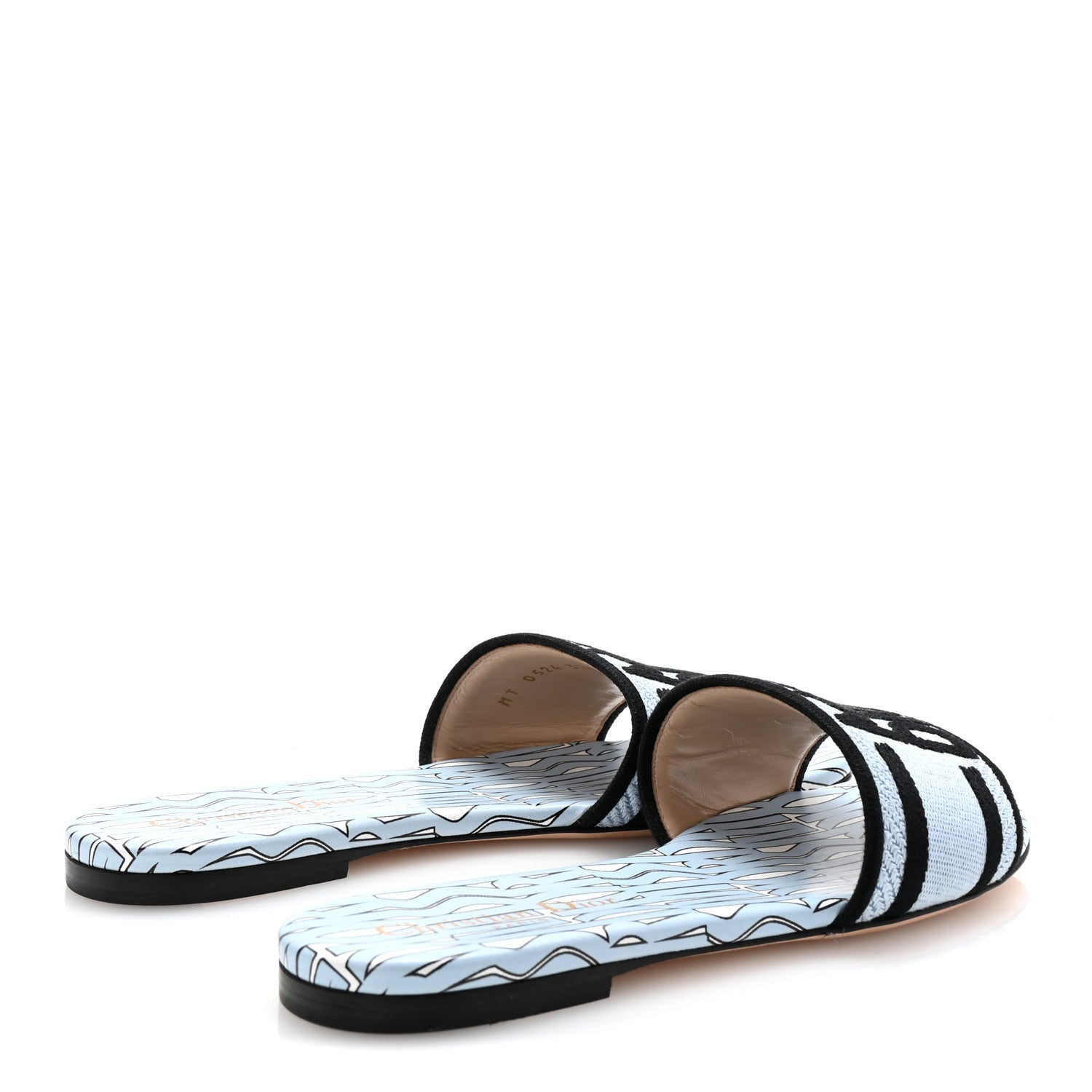 Christian Dior Canvas Miss Dior Embroidered Dway Flat Slide Sandals 37.5 Azure Pale 5 of 7