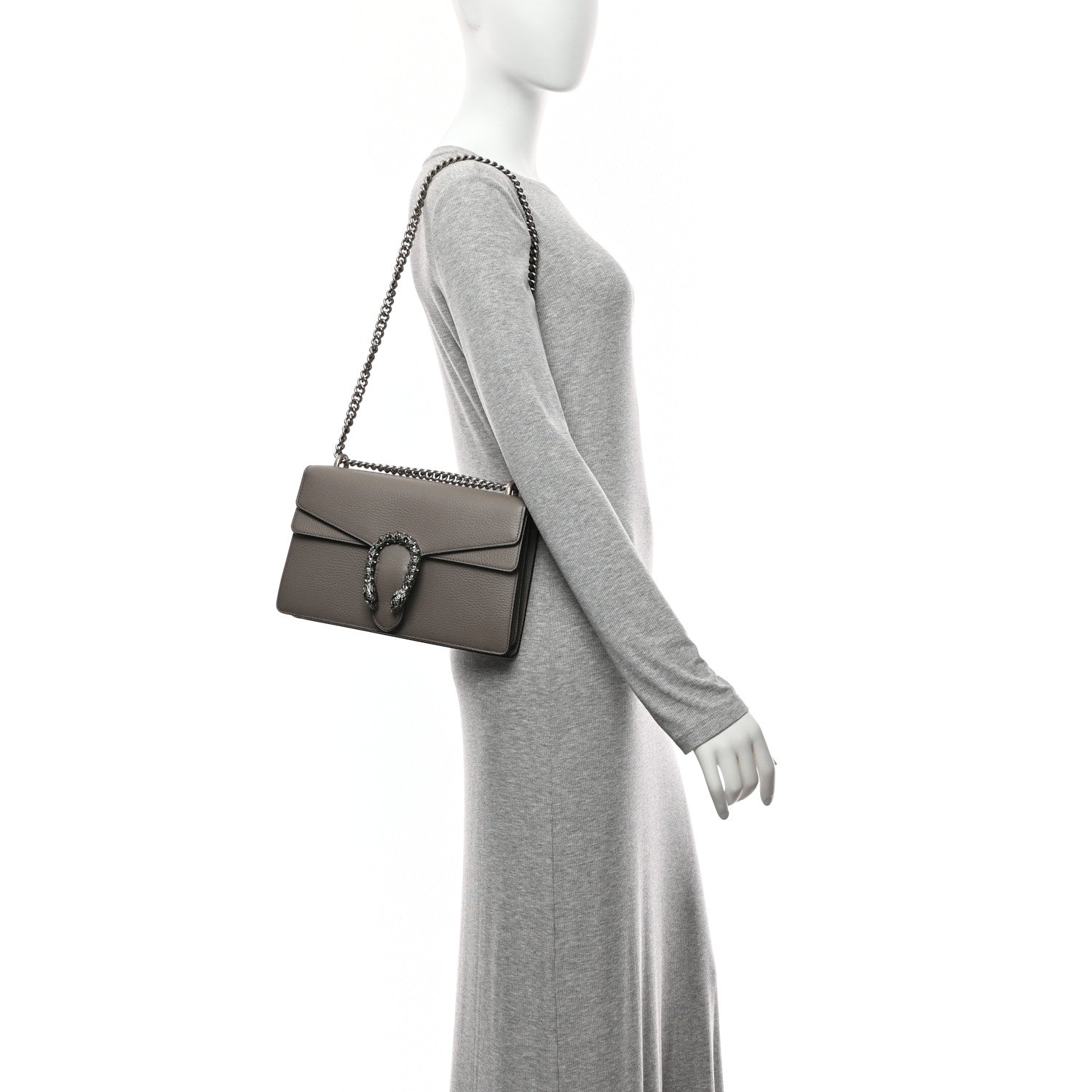 Gucci Pebbled Calfskin Small Dionysus Shoulder Bag Dusty Grey 12 of 12