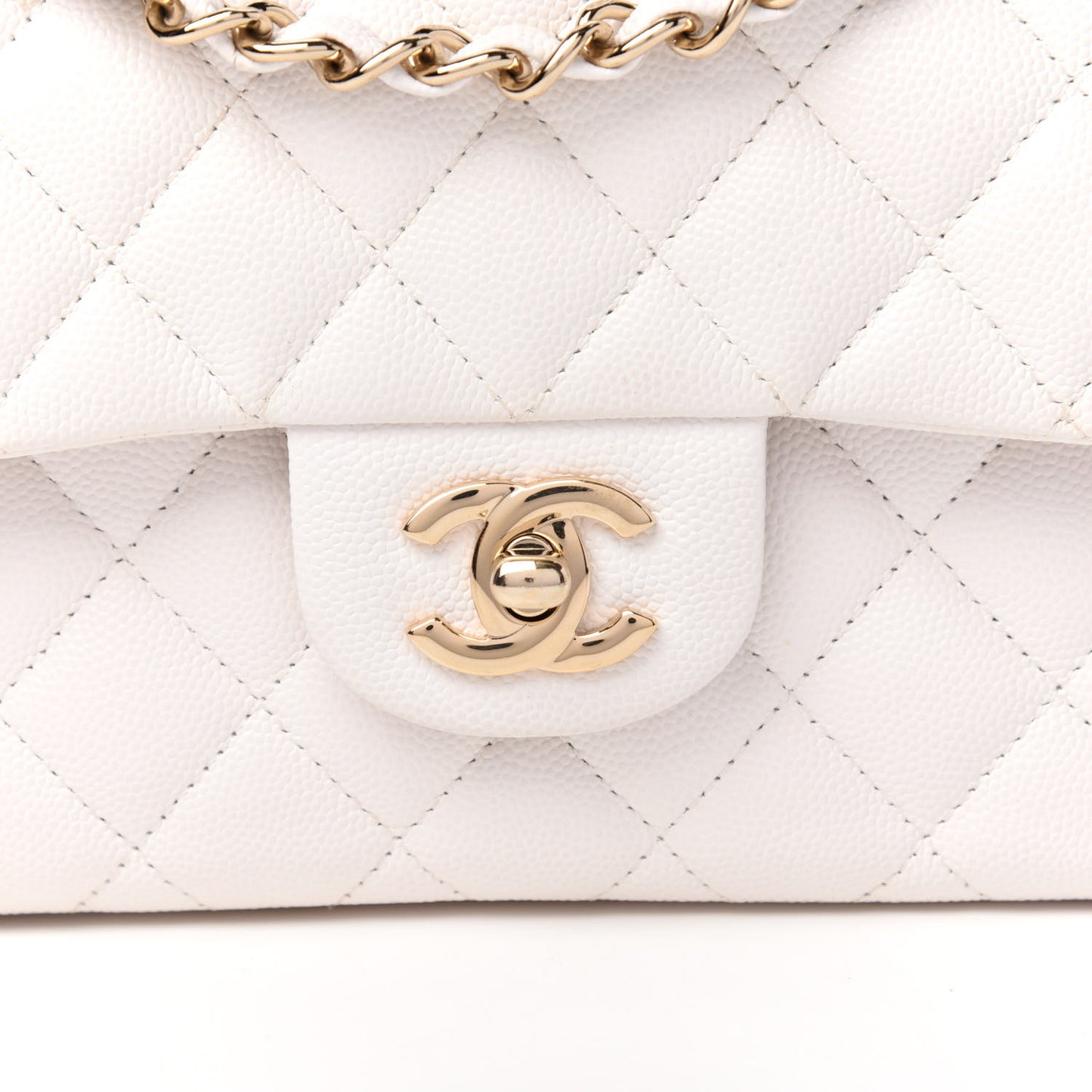 Caviar Quilted Small Double Flap White
