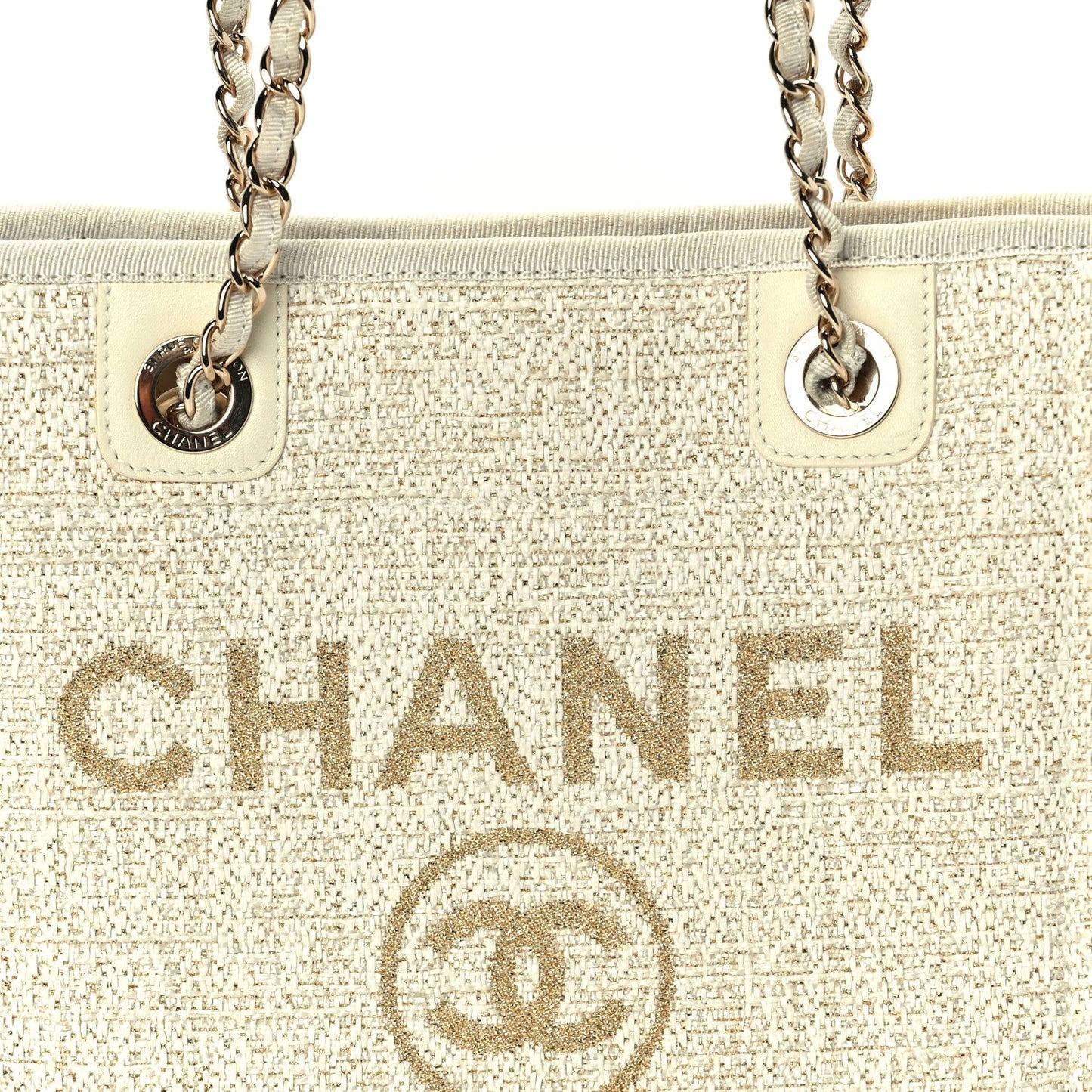 Lurex Boucle Mini Deauville Tote White