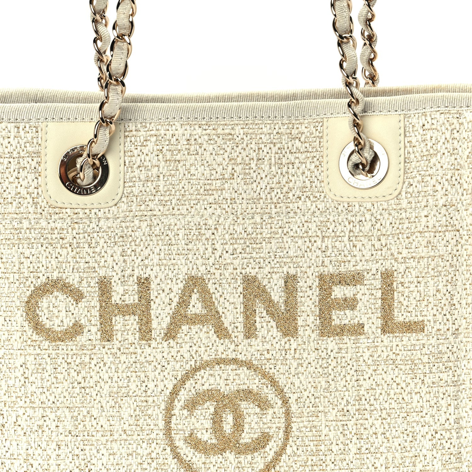 Chanel Lurex Boucle Mini Deauville Tote White 7 of 9