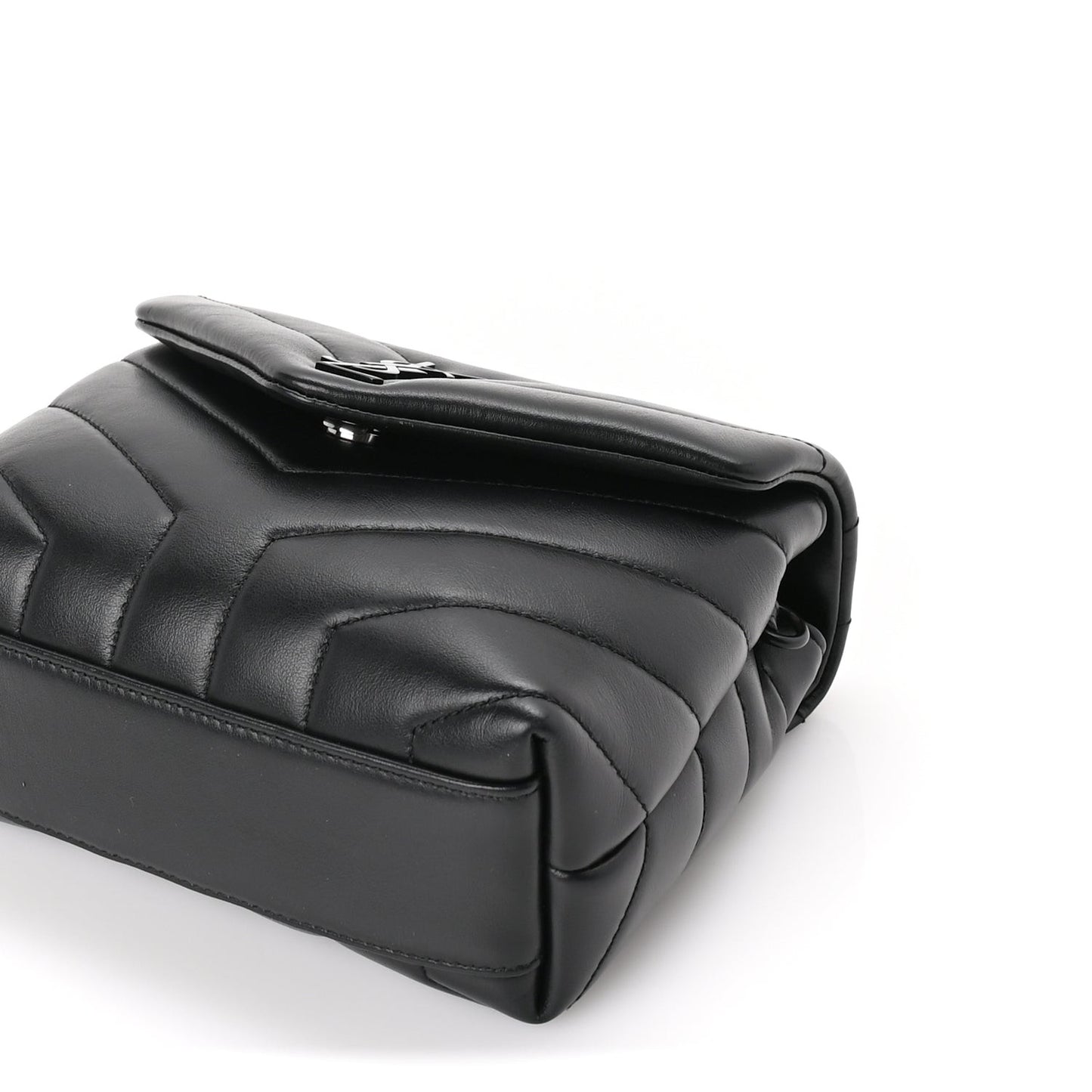 Calfskin Y Quilted Monogram Monochrome Toy Loulou Crossbody Bag Black