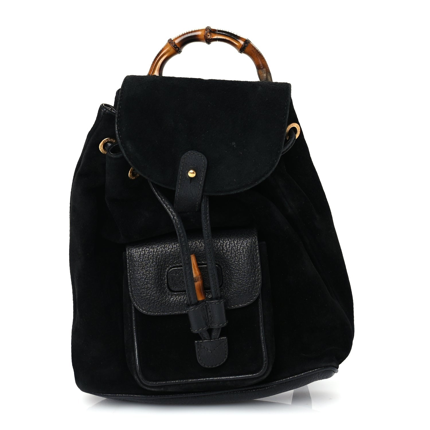 Gucci Calfskin Suede Bamboo Mini Backpack  Black 1 of 8
