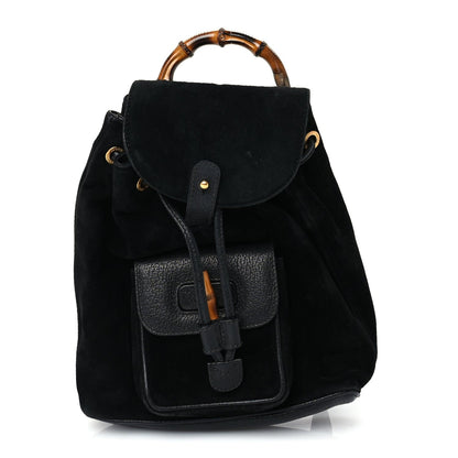 Gucci Calfskin Suede Bamboo Mini Backpack  Black 1 of 8