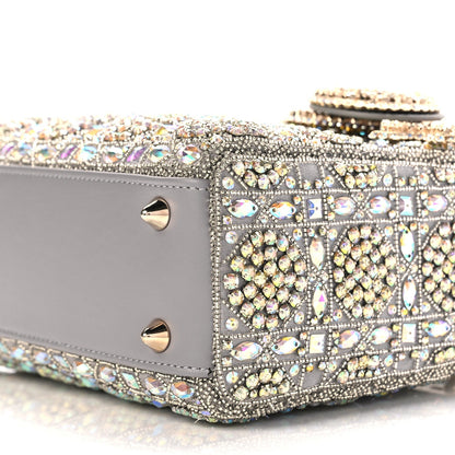 Christian Dior Calfskin Satin Celestial Bead Embroidery Cannage Mini Lady Dior Grey 8 of 8