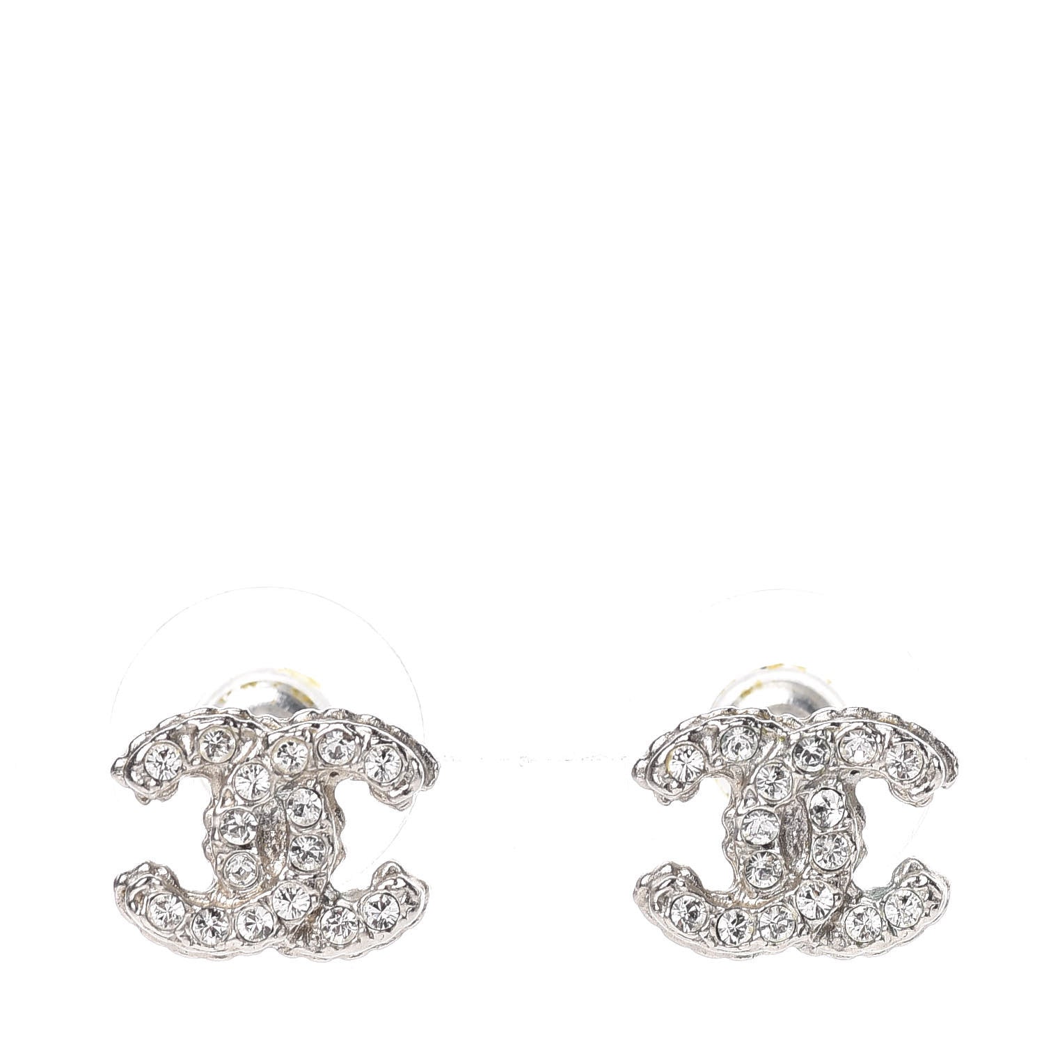 Chanel Crystal Mini CC Earrings Silver 1 of 4