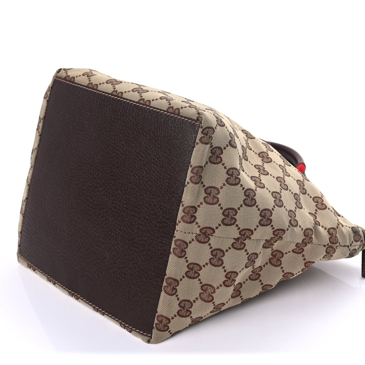 GG Monogram Small Web Handle Bucket Tote  Dark Brown