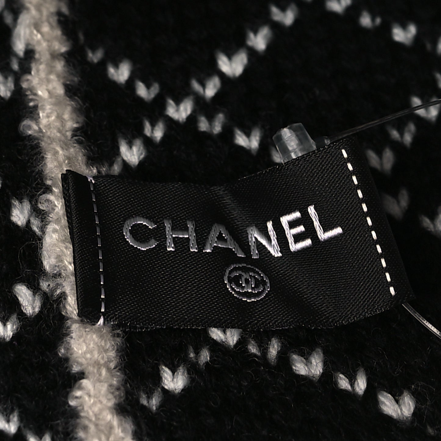 Wool Cashmere CC Beanie Hat Beige Black White
