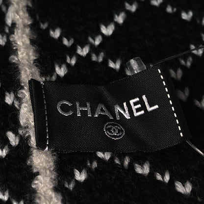 Chanel Wool Cashmere CC Beanie Hat Beige Black White 3 of 4
