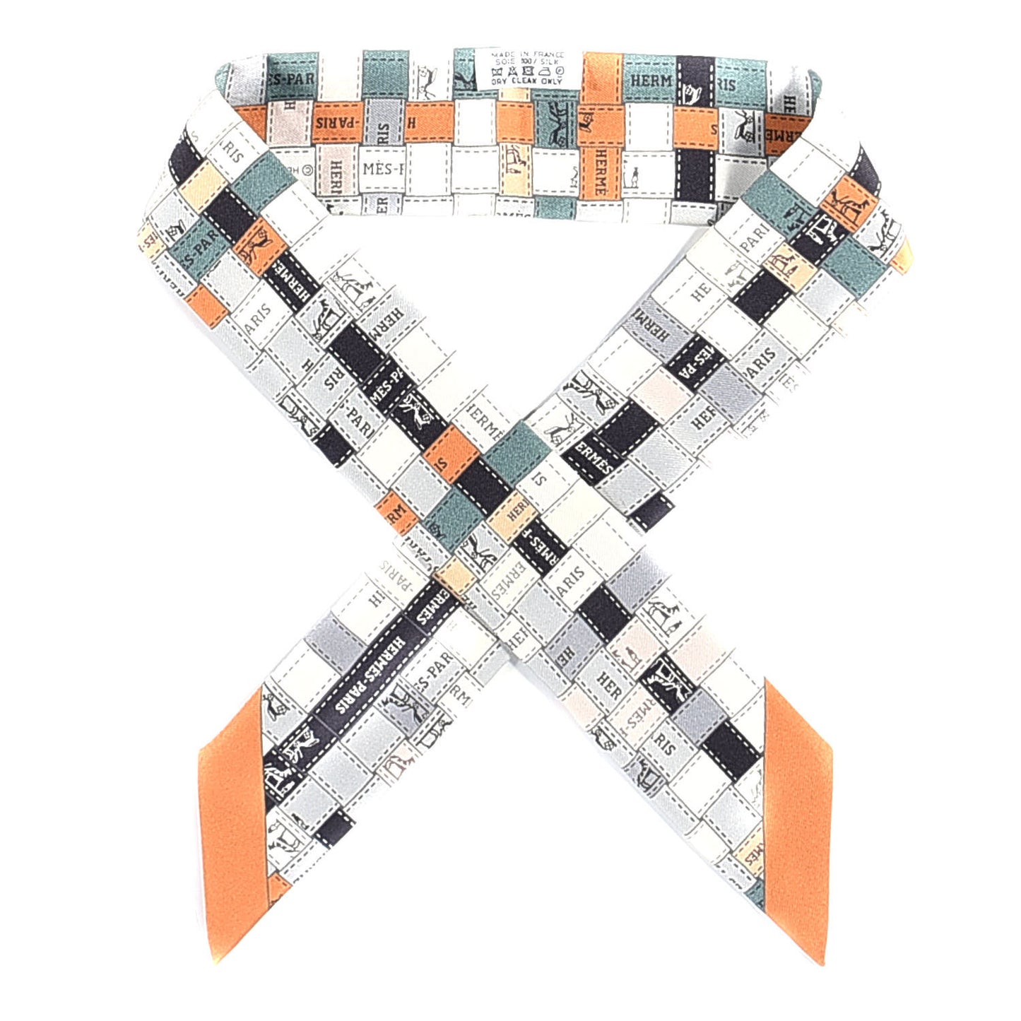 Silk Bolduc Au Carre Twilly Gris Caramel Blanc
