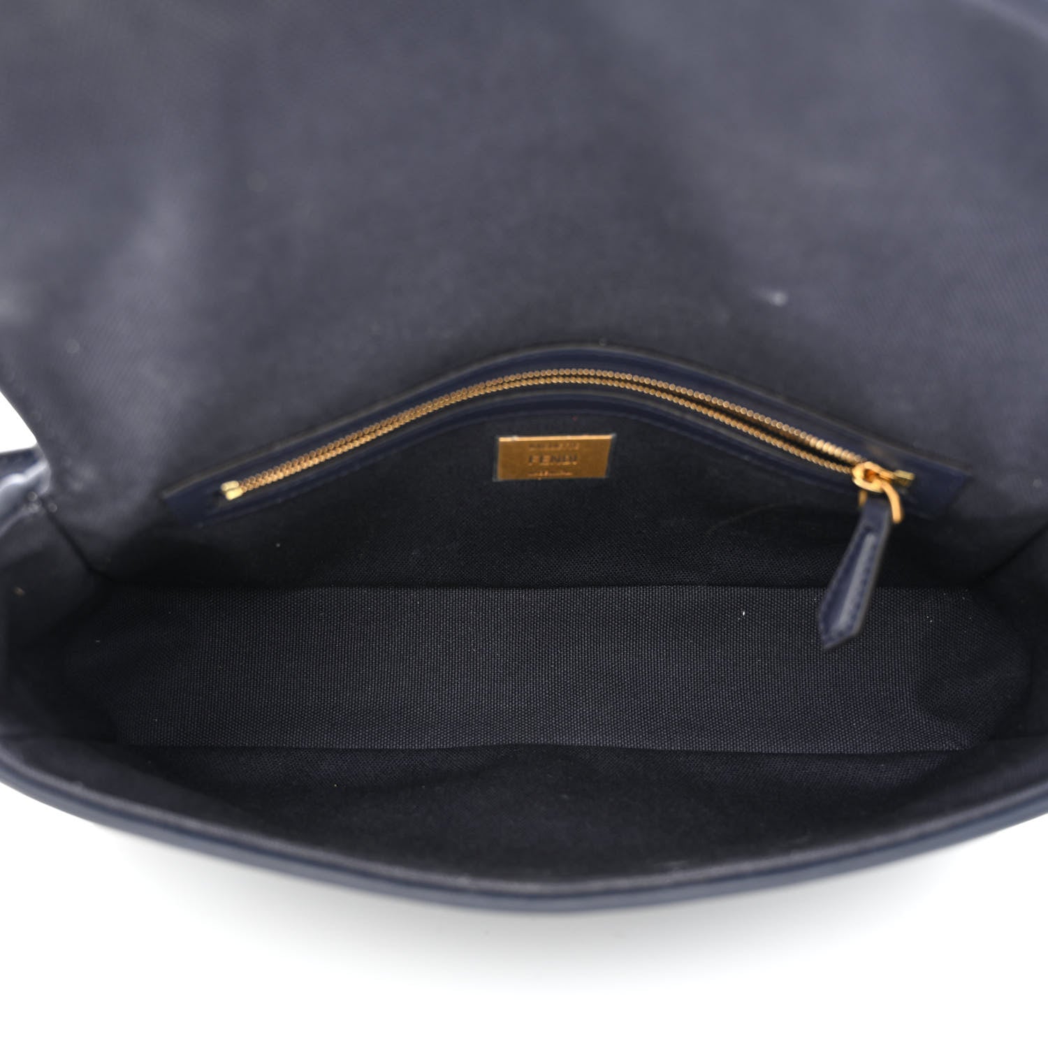 Fendi Canvas Vitello King Bi-Color Strap FF Embroidered Baguette Midnight 5 of 11