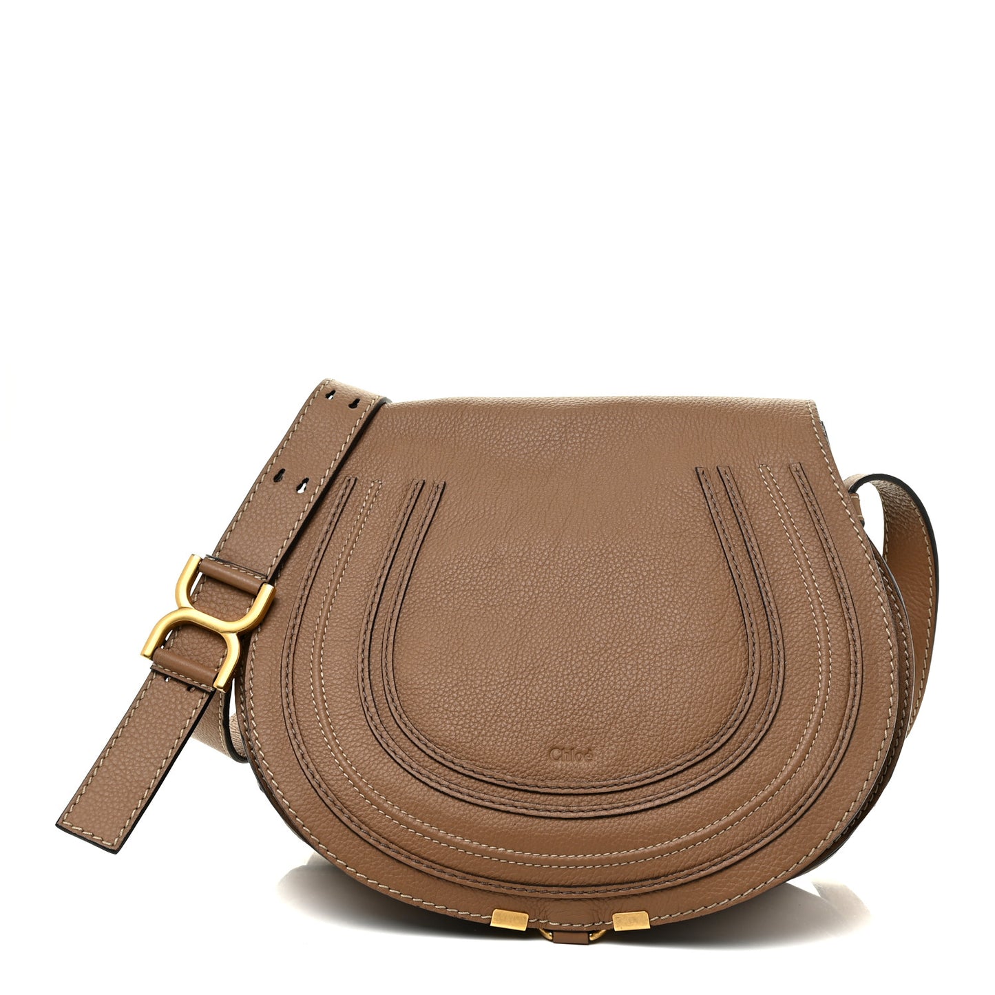 Calfskin Medium Marcie Round Crossbody Bag Nut
