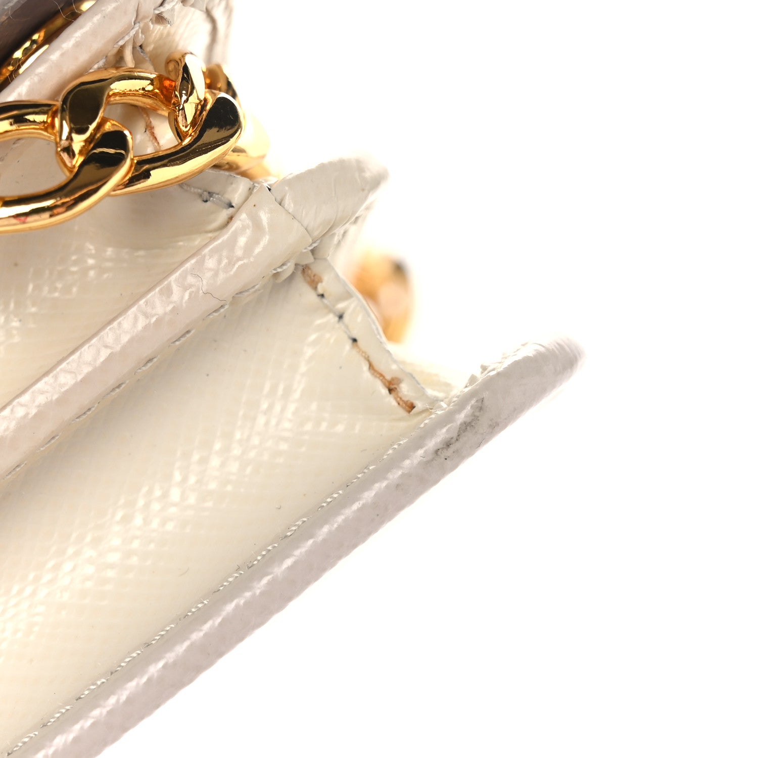 Prada Saffiano Lux Chain Wallet White Multicolor 12 of 13