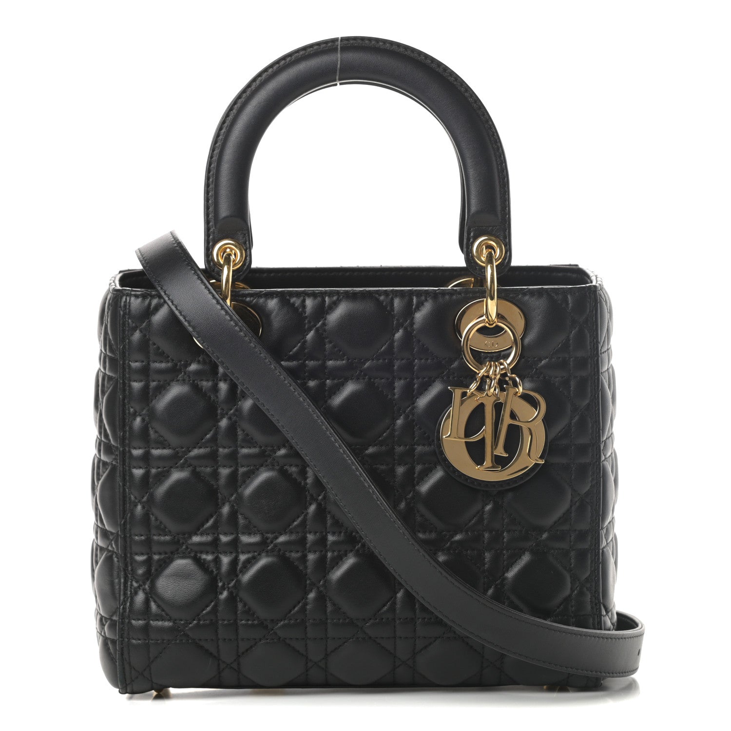 Christian Dior Lambskin Cannage Medium Lady Dior Black 1 of 11