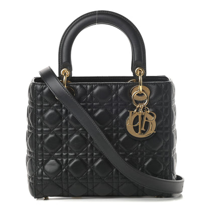 Christian Dior Lambskin Cannage Medium Lady Dior Black 1 of 11