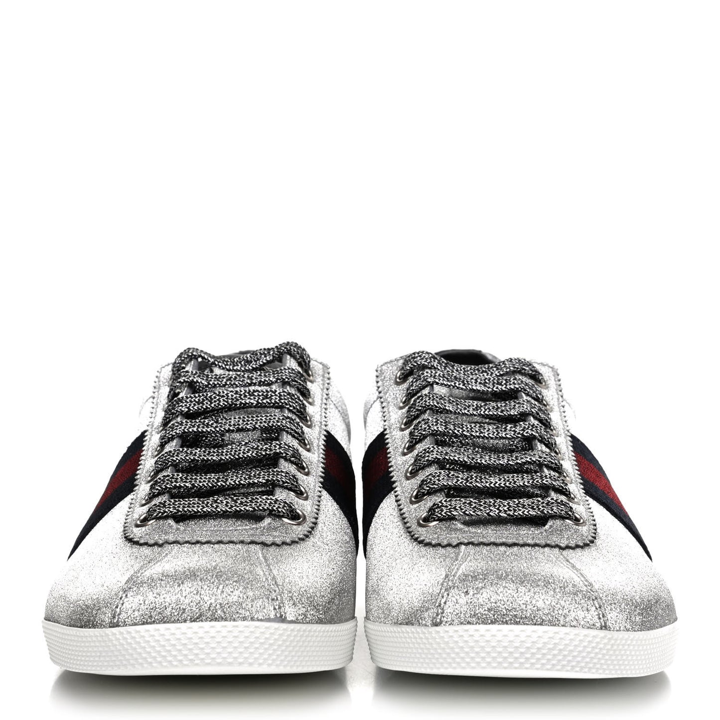 Glitter Fabric Studded Web Mens Sneakers 9 Silver