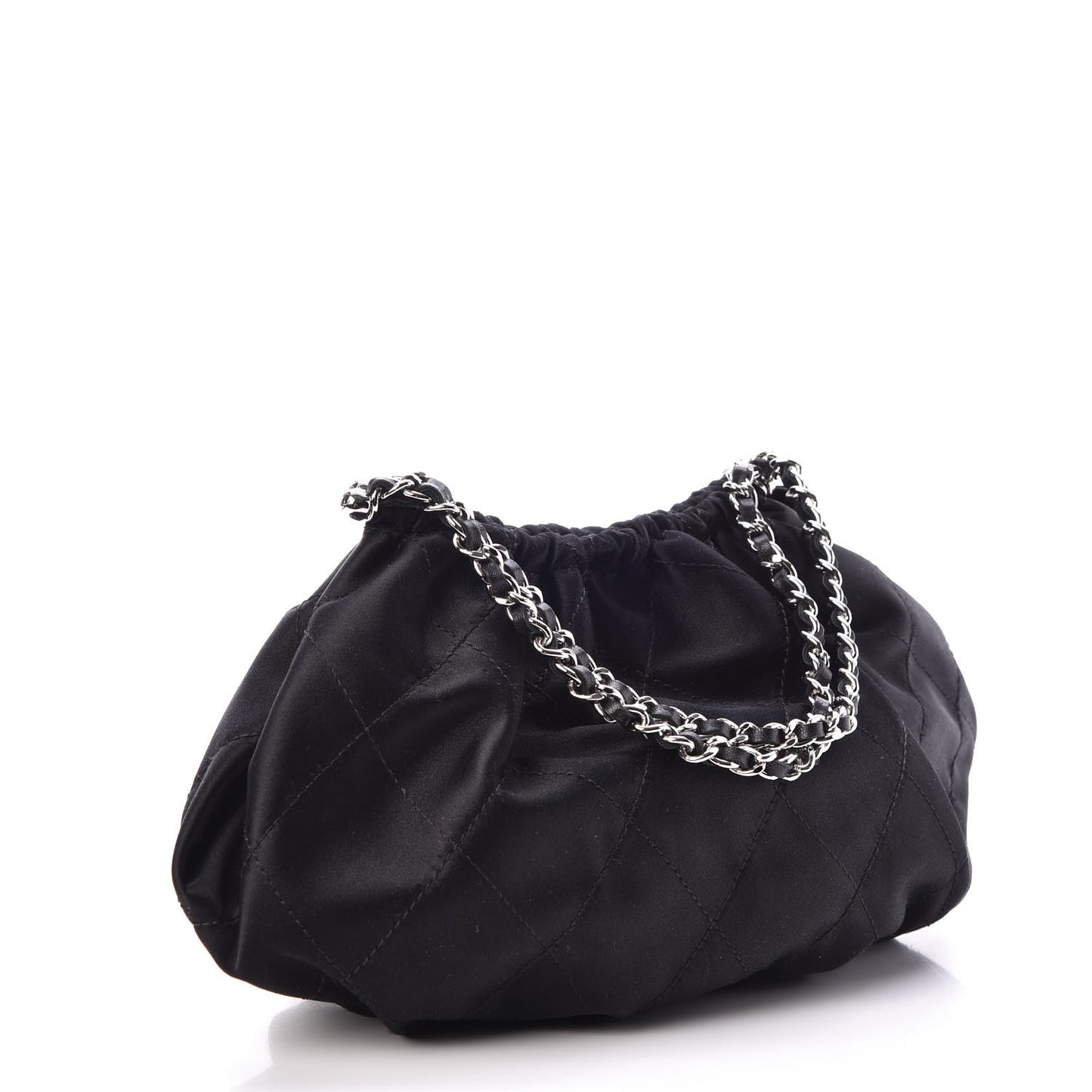 Satin Frame Top CC Small Evening Bag Black