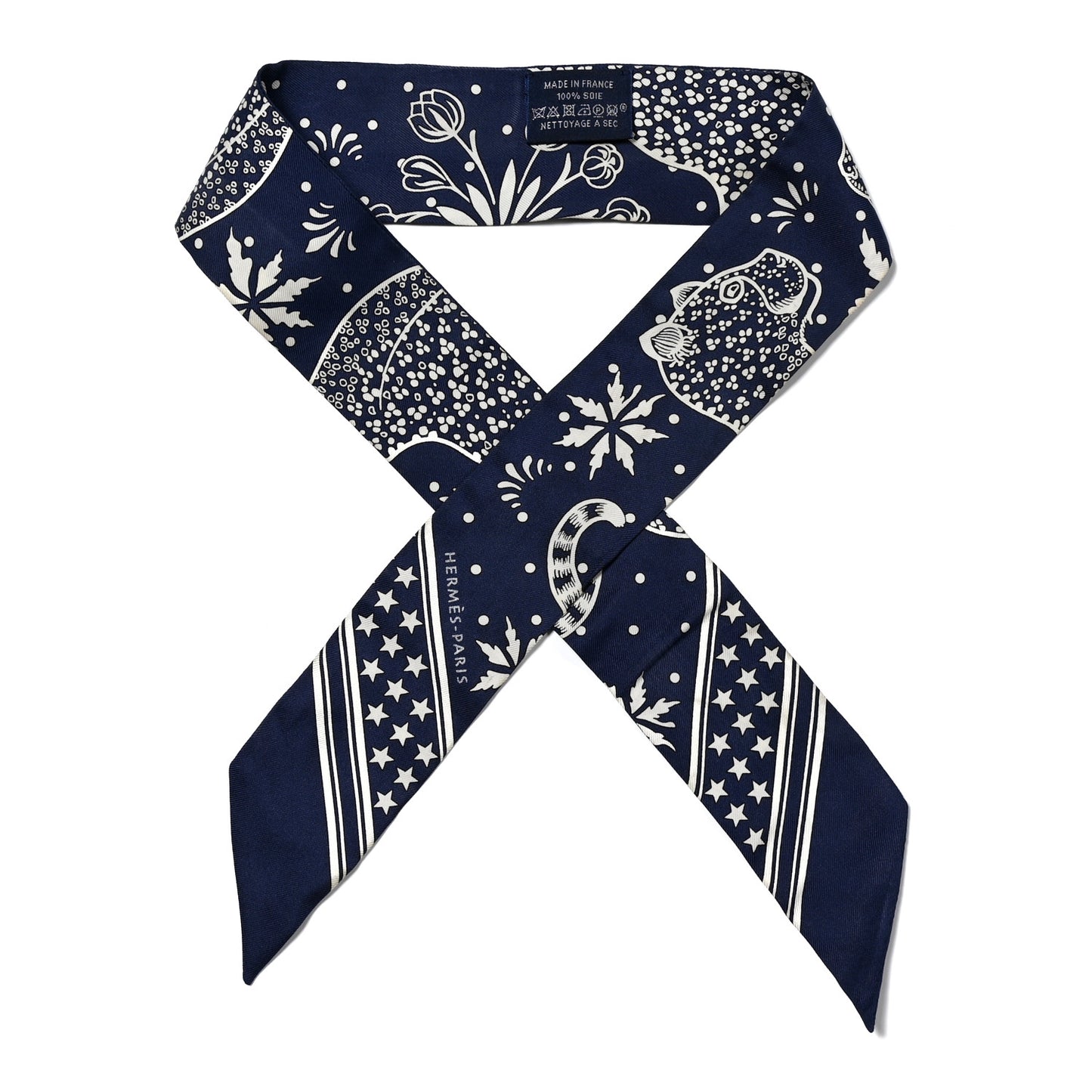 Silk Les Leopards Twilly Marine White